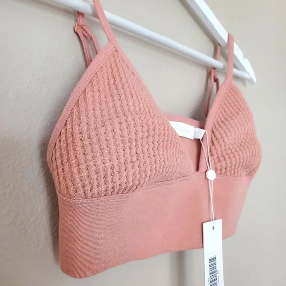Jonathan Simkhai Juliette Chai Pink Waffle Bralette Size Small - Picture 5 of 8
